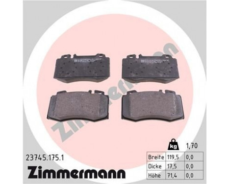 Brake Pad Set, disc brake 23745.175.1 Zimmermann