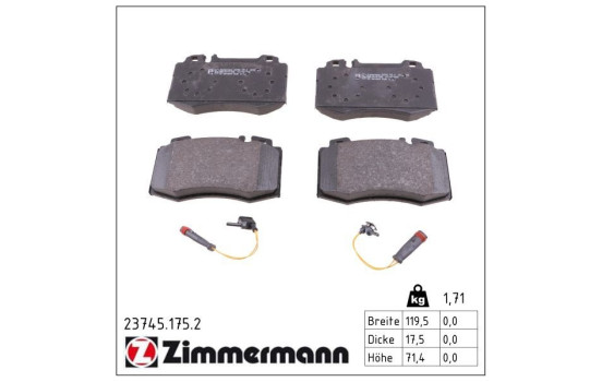 Brake Pad Set, disc brake 23745.175.2 Zimmermann, Image 2