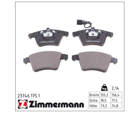 Brake Pad Set, disc brake 23746.175.1 Zimmermann, Image 2