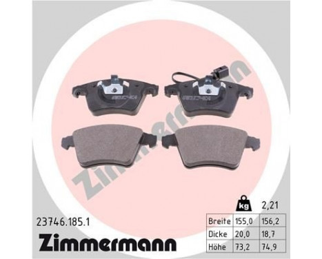 Brake Pad Set, disc brake 23746.185.1 Zimmermann