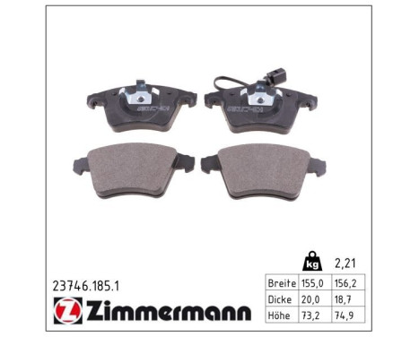 Brake Pad Set, disc brake 23746.185.1 Zimmermann, Image 2