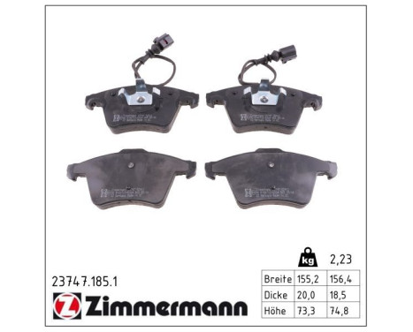 Brake Pad Set, disc brake 23747.185.1 Zimmermann, Image 2