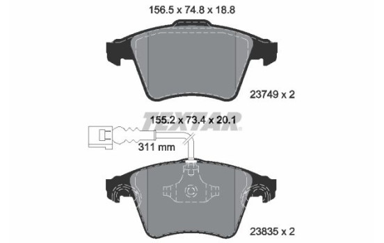 Brake Pad Set, disc brake 2374901 Textar, Image 2