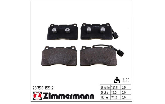 Brake Pad Set, disc brake 23756.155.2 Zimmermann, Image 2
