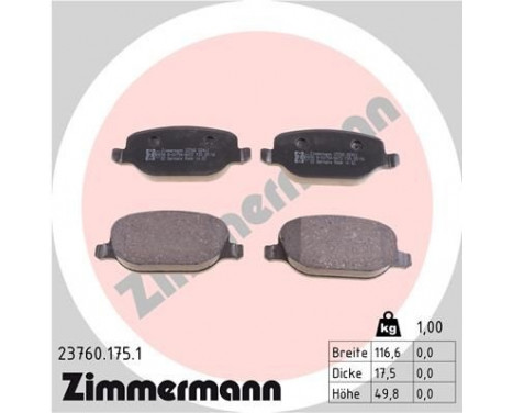 Brake Pad Set, disc brake 23760.175.1 Zimmermann