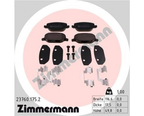 Brake Pad Set, disc brake 23760.175.2 Zimmermann