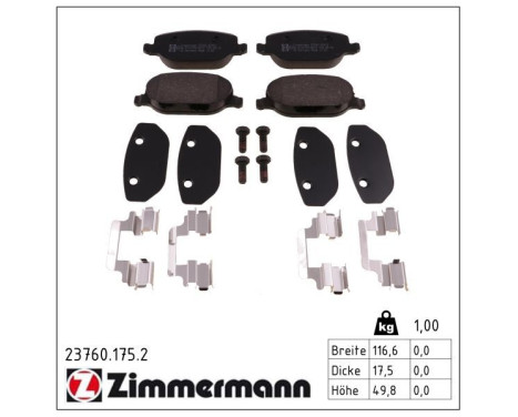 Brake Pad Set, disc brake 23760.175.2 Zimmermann, Image 2