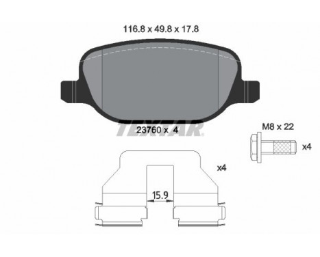 Brake Pad Set, disc brake 2376001 Textar