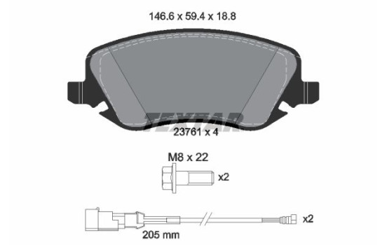 Brake Pad Set, disc brake 2376101 Textar