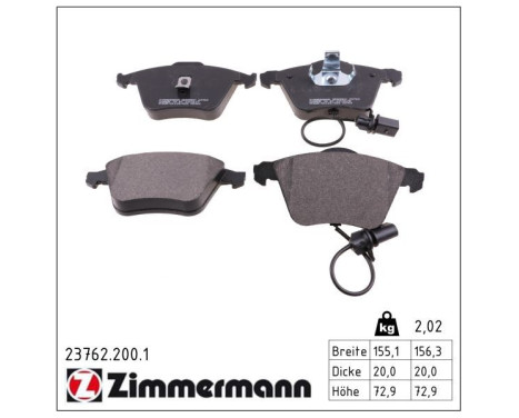 Brake Pad Set, disc brake 23762.200.1 Zimmermann, Image 2