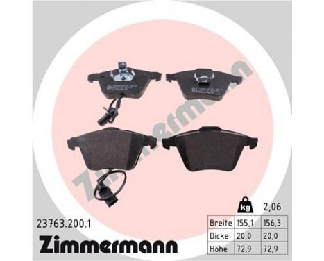 Brake Pad Set, disc brake 23763.200.1 Zimmermann, Image 2