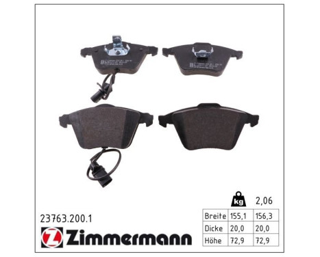 Brake Pad Set, disc brake 23763.200.1 Zimmermann, Image 2