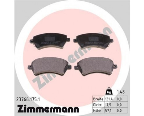 Brake Pad Set, disc brake 23766.175.1 Zimmermann