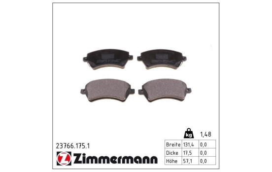 Brake Pad Set, disc brake 23766.175.1 Zimmermann, Image 2
