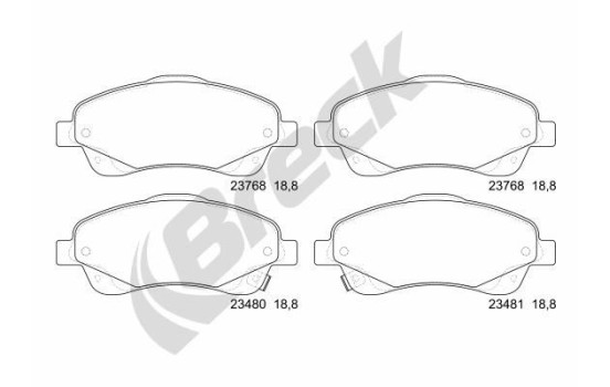 Brake pad set, disc brake 23768 00 701 10 Breck
