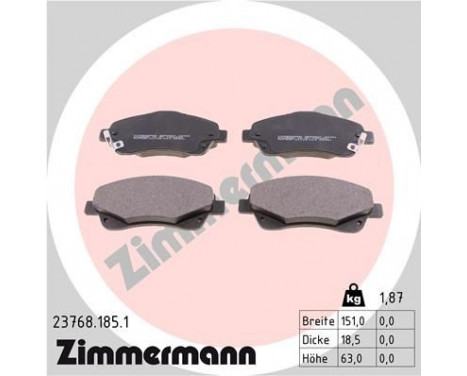 Brake Pad Set, disc brake 23768.185.1 Zimmermann