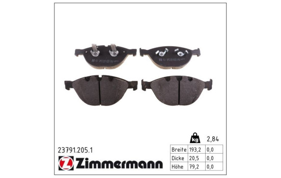 Brake Pad Set, disc brake 23791.205.1 Zimmermann, Image 2