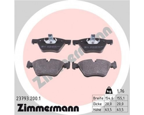 Brake Pad Set, disc brake 23793.200.1 Zimmermann