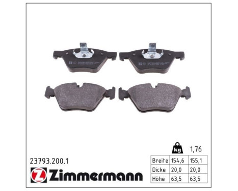 Brake Pad Set, disc brake 23793.200.1 Zimmermann, Image 2