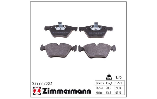 Brake Pad Set, disc brake 23793.200.1 Zimmermann, Image 2