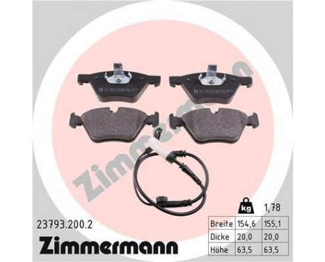 Brake Pad Set, disc brake 23793.200.2 Zimmermann