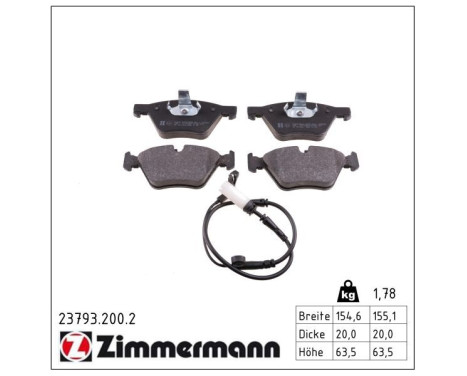 Brake Pad Set, disc brake 23793.200.2 Zimmermann, Image 2