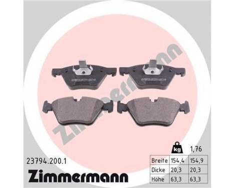 Brake Pad Set, disc brake 23794.200.1 Zimmermann, Image 2