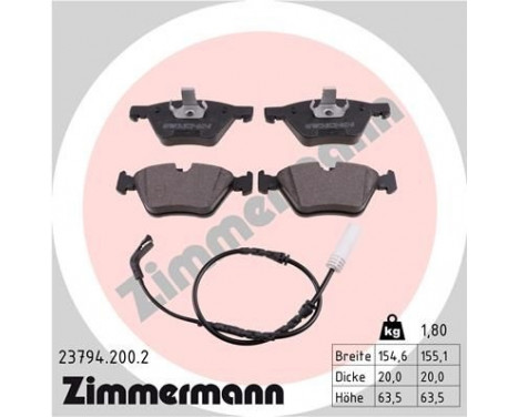 Brake Pad Set, disc brake 23794.200.2 Zimmermann