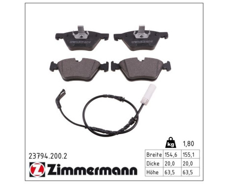 Brake Pad Set, disc brake 23794.200.2 Zimmermann, Image 2