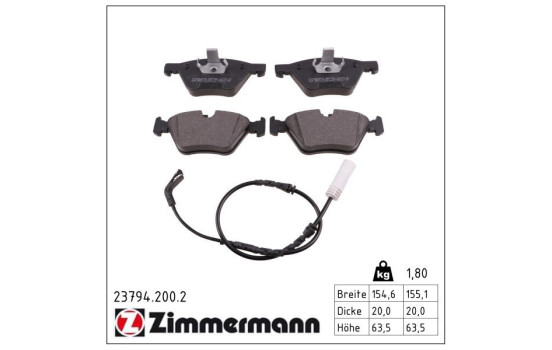 Brake Pad Set, disc brake 23794.200.2 Zimmermann, Image 2
