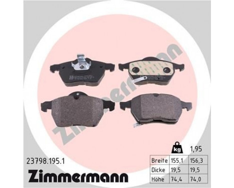 Brake Pad Set, disc brake 23798.195.1 Zimmermann