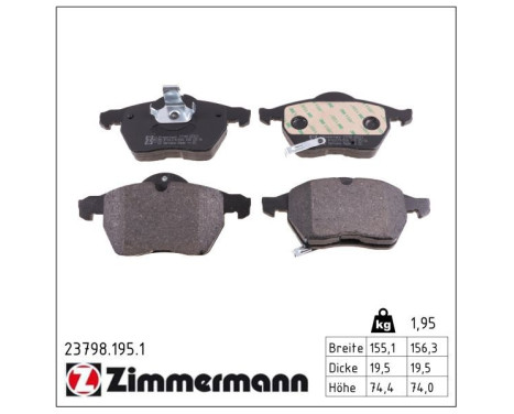 Brake Pad Set, disc brake 23798.195.1 Zimmermann, Image 2