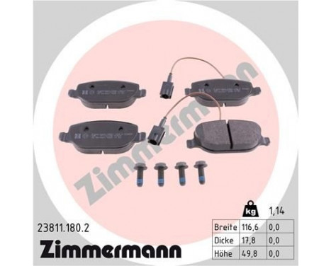 Brake Pad Set, disc brake 23811.180.2 Zimmermann