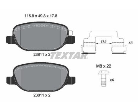 Brake pad set, disc brake 2381103 Textar
