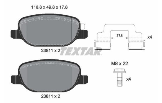 Brake pad set, disc brake 2381103 Textar