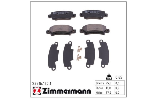 Brake Pad Set, disc brake 23816.160.1 Zimmermann, Image 2
