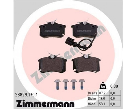 Brake Pad Set, disc brake 23829.170.1 Zimmermann