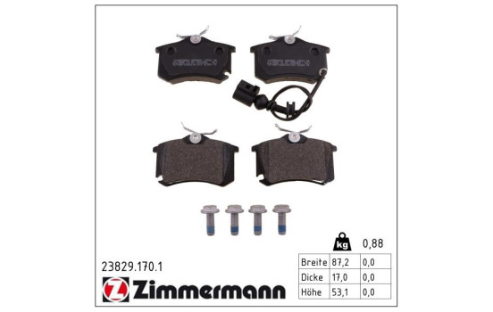 Brake Pad Set, disc brake 23829.170.1 Zimmermann, Image 2