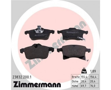 Brake Pad Set, disc brake 23832.200.1 Zimmermann