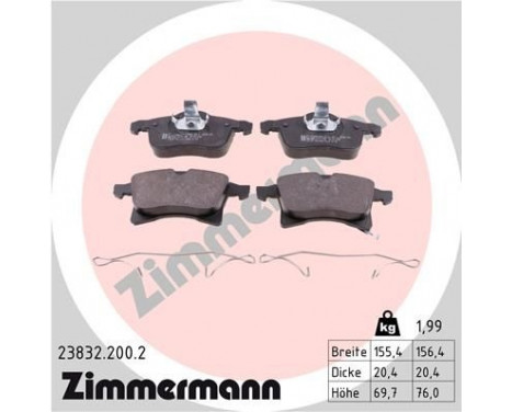 Brake Pad Set, disc brake 23832.200.2 Zimmermann