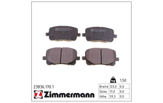 Brake Pad Set, disc brake 23836.170.1 Zimmermann, Image 2