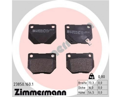 Brake Pad Set, disc brake 23850.160.1 Zimmermann