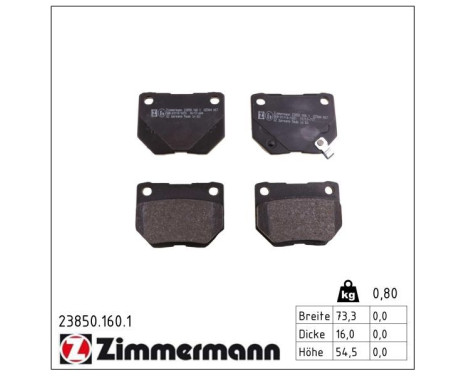 Brake Pad Set, disc brake 23850.160.1 Zimmermann, Image 2