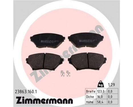 Brake Pad Set, disc brake 23863.160.1 Zimmermann