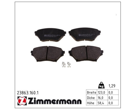 Brake Pad Set, disc brake 23863.160.1 Zimmermann, Image 2