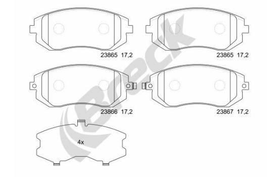 Brake pad set, disc brake 23865 00 701 00 Breck