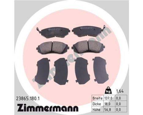 Brake Pad Set, disc brake 23865.180.1 Zimmermann