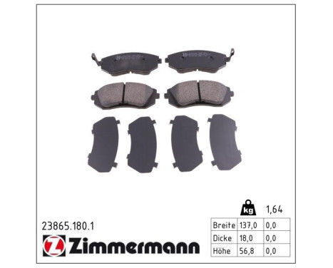 Brake Pad Set, disc brake 23865.180.1 Zimmermann, Image 2