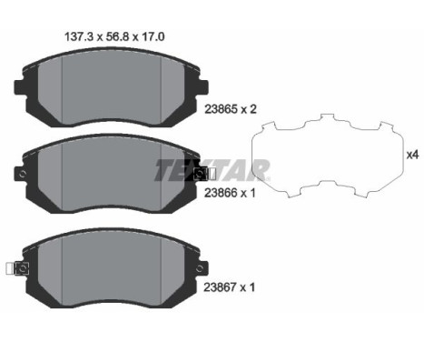 Brake Pad Set, disc brake 2386501 Textar