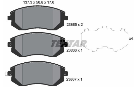 Brake Pad Set, disc brake 2386501 Textar